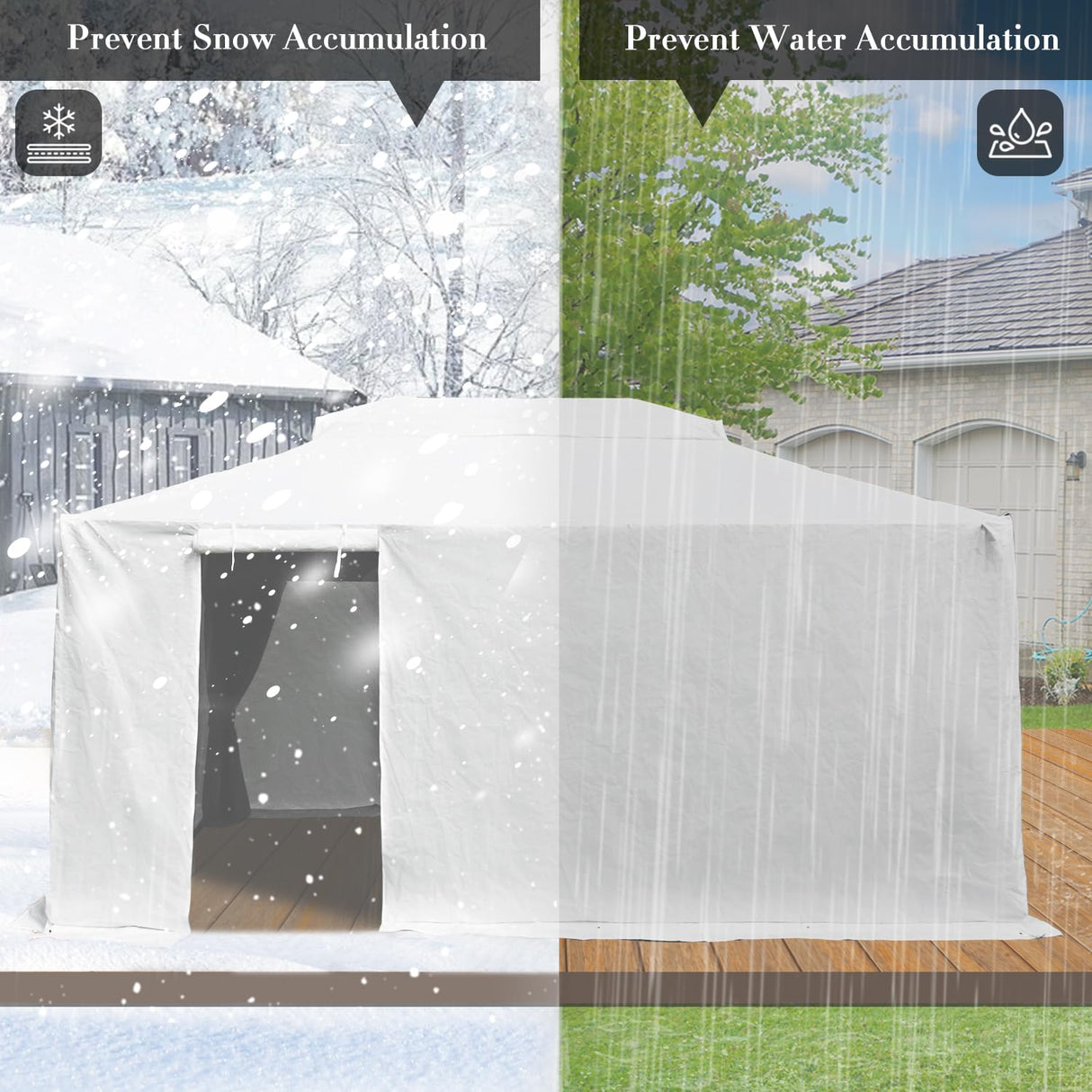 Domi 10' x 14' Universal Winter Gazebo Cover, All Season Waterproof Enclosed Cover with Sidewalls & Ventilated Mesh Windows, All-Weather Outdoor Cover for Hardtop Gazebos, White domi outdoor living