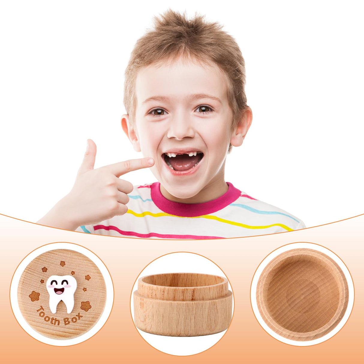 3D Carved Fairy Box, Wood Tooth Storage Box for Lost Teeth Container Cute Tooth Holder for Boys Girls Kids Birthday (Boys) PEUTIER