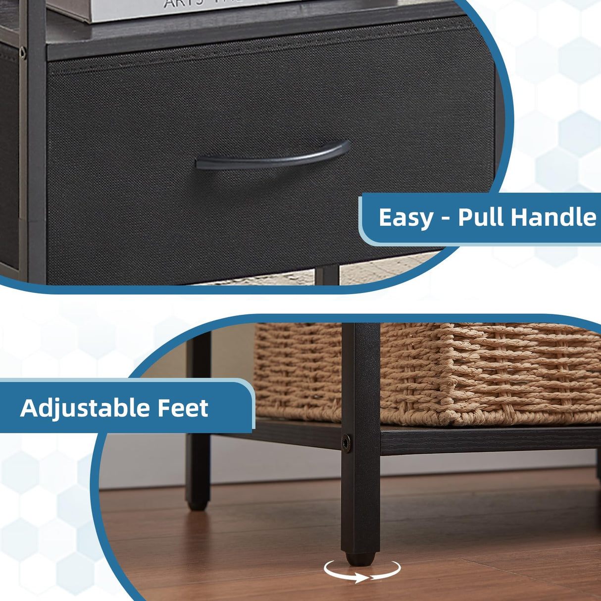 Somdot Black Nightstand with Charging Station and LED Light for Bedroom, Bedside Table End Table for Dorm Guest Room Bedside Kids Laundry Closet Entryway Hallway, Black Somdot