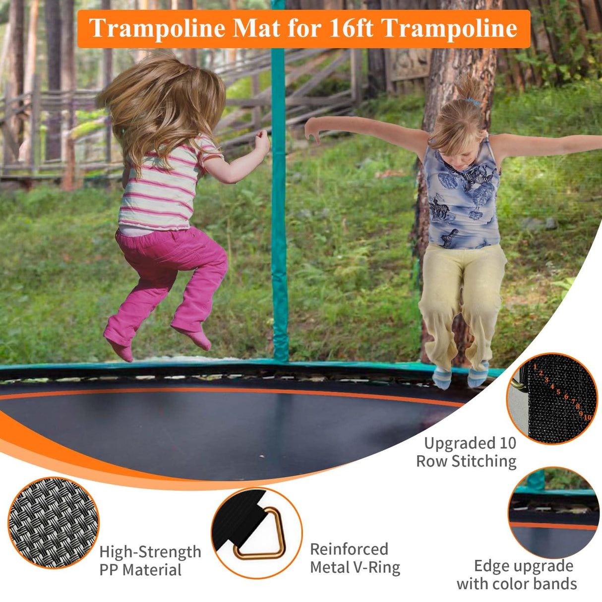 Doyuee Trampoline Mat Replacement-Fits 16FT Frame with 108 Rings Fits 6.5-7.0" Springs-Mat Diameter 14.3ft (172inch), Not Include Spring and Frame Doyuee