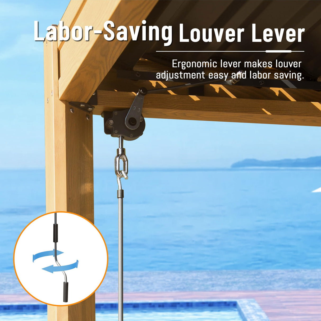 Domi Louvered Pergola 10X13FT, Wood Grain Aluminum Pergola with Adjustable Roof, Wood Looking Alunimun Frame, Efficient Drainage System, Outdoor Pergola for Patio, Deck, Garden domi outdoor living