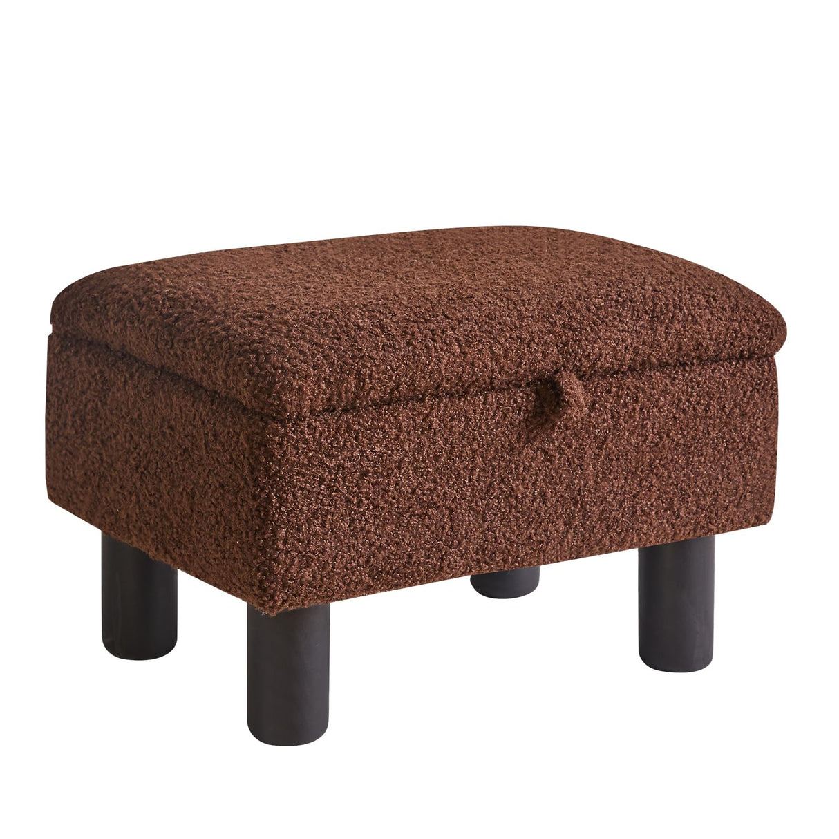 Aibiju Small Foot Stool Ottoman with Storage, Teddy Velvet Foot Rest with Wood Legs and Safety Hinge Flip Top, Bedside Step Stool Rectangle 16x12x9.5inch for Living Room Bedroom Teddy Brown YD-JD136B Aibiju