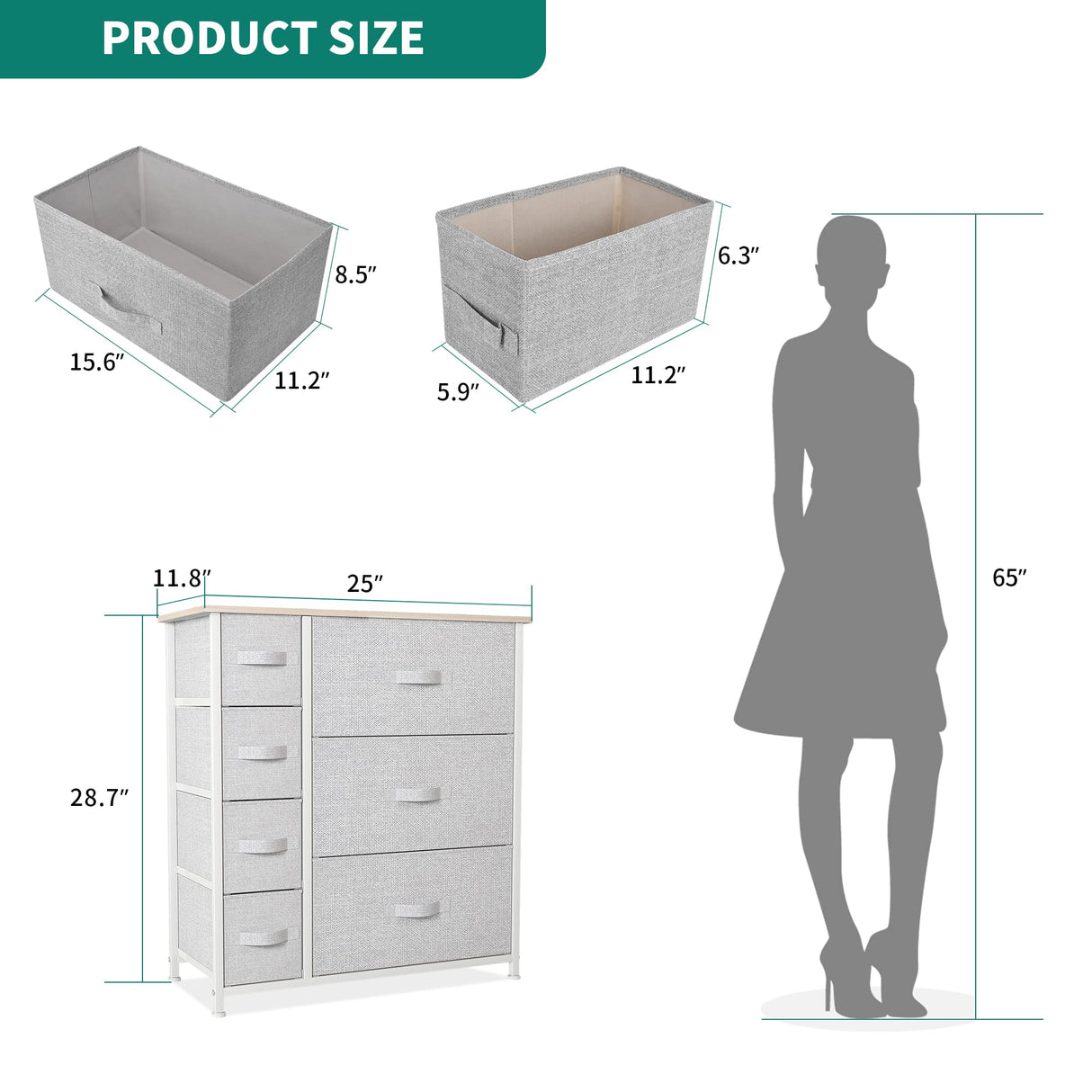 YITAHOME Dresser for Bedroom, 7 Drawers Fabric Dresser, Organizer Unit for Living Room, Hallway, Closets - Sturdy Steel Frame, Wooden Top & Easy Pull Fabric Bins YITAHOME