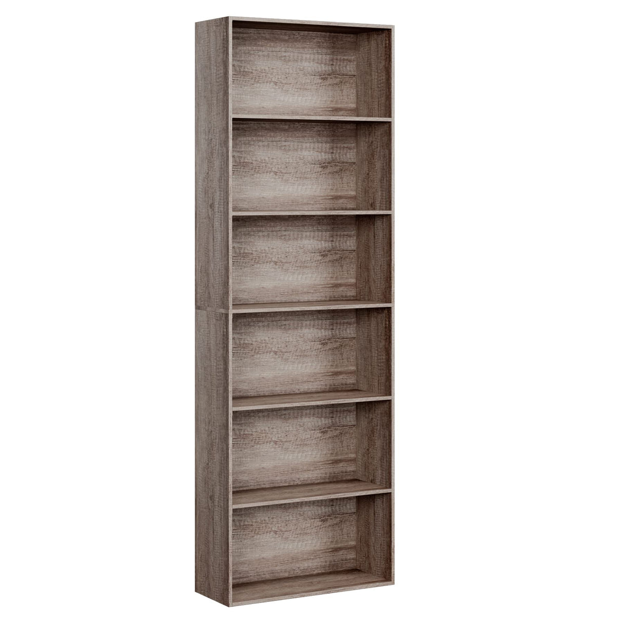 FOTOSOK 6-Tier Oak Open Bookcase – Stylish Freestanding Storage for Living Room, Bedroom & Office FOTOSOK