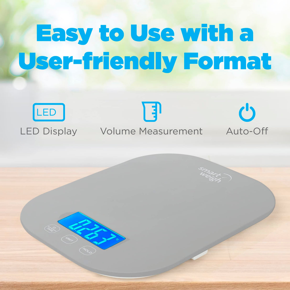 Smart Weigh Gray Digital Kitchen Scale for Cooking, Weight Loss, Calorie Tracking, Baking, Food Portion Control, and Meal Prep - Accurate Measurements in Grams and Ounces Smart Weigh