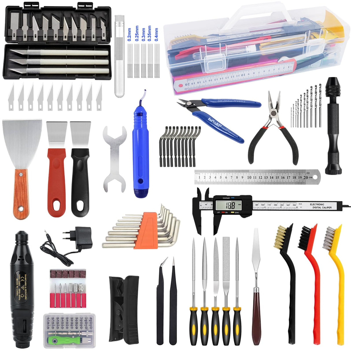 3D Printer Tools Kit, 139pcs 3D Printer Accessories Includes Nozzle Cleaning Needles, Deburring Tools, Removable Screwdriver Kit, Electric Polishing Machine, for 3D Print Removing, Cleaning, Finishing BILIPLE