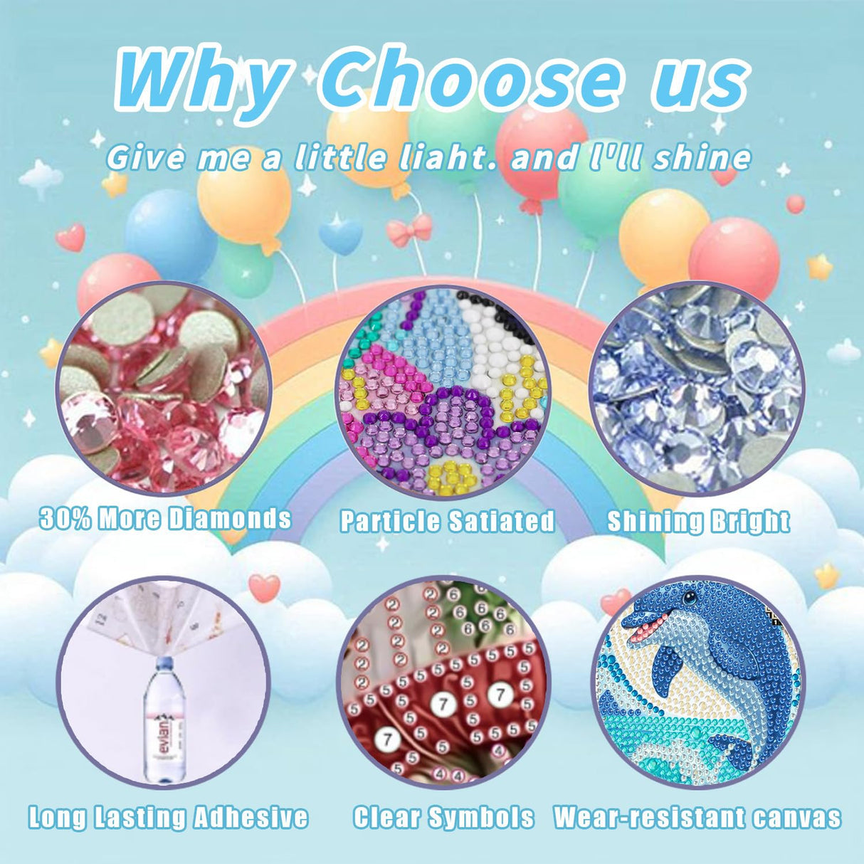 WEMEON Dolphin Diamond Art Painting Kits for Kids with Frame,Animal Diamond Art for Children Ages 4-8-12, with Beautiful Package for Gift Home Wall Decor(7x7inch) WEMEON