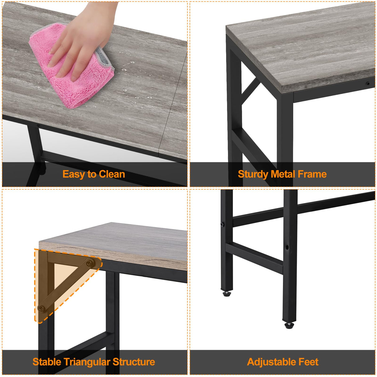 Livofloral Narrow Console Table, 29.5" Small Entryway Table, Sofa Table with 2 Support Bar, Industrial Couch Table, Thin Side Table, Display Table for Living Room, Hallway, Bedroom, Foyer, Grey Livofloral