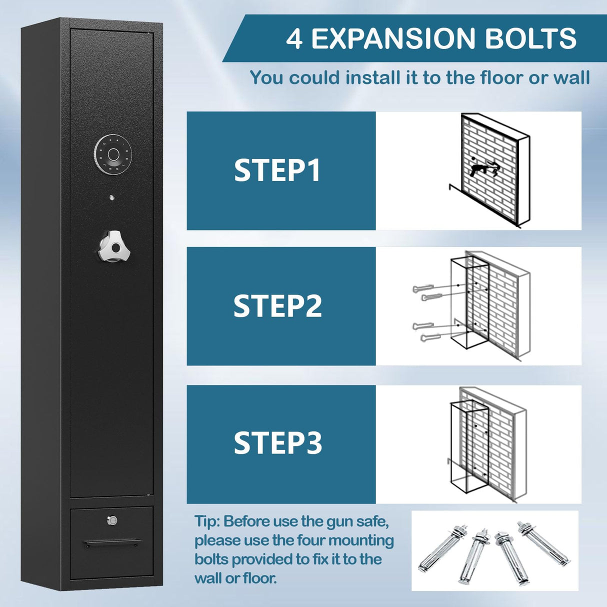 Gun Safe for Rifles and Pistols Gun Safes for 4 Rifles Gun Cabinet for Rifles and Shotguns Steel Rifle Safes for Home Clearance Gun Safe Gun Safes & Cabinets with Drawer Removable Shelf Gun Rack SAPITAL