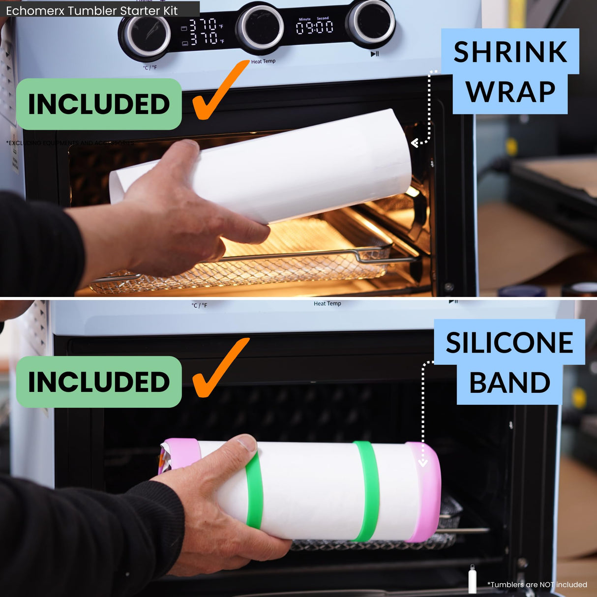 echomerx 30-Pcs Tumbler Sublimation Starter Kit - Heat Tape Dispenser, Sublimation Tapes, Gloves, Clamp, Sleeves, Bands, Cradle & More - Complete Bundle for Easy Sublimation on Blank Mugs & Tumblers echomerx