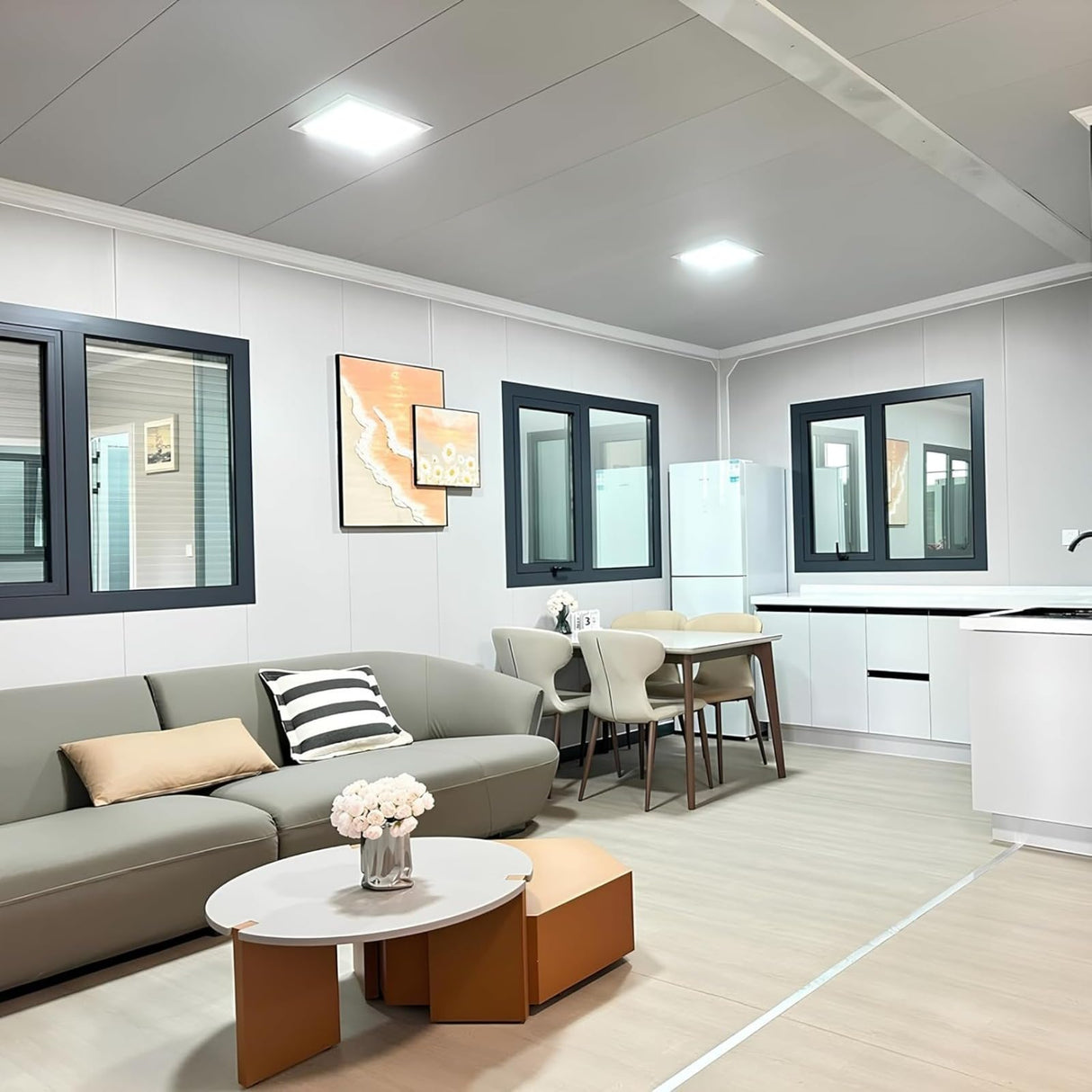 Prefab Tiny Homes to Live in for Adults, 20ft Expandable Prefab Modular House with 2 Bedroom Fully Equipped Bathroom and Kitchen Affordable Compact Living Solution, Foldable Container House Villa Home Generic