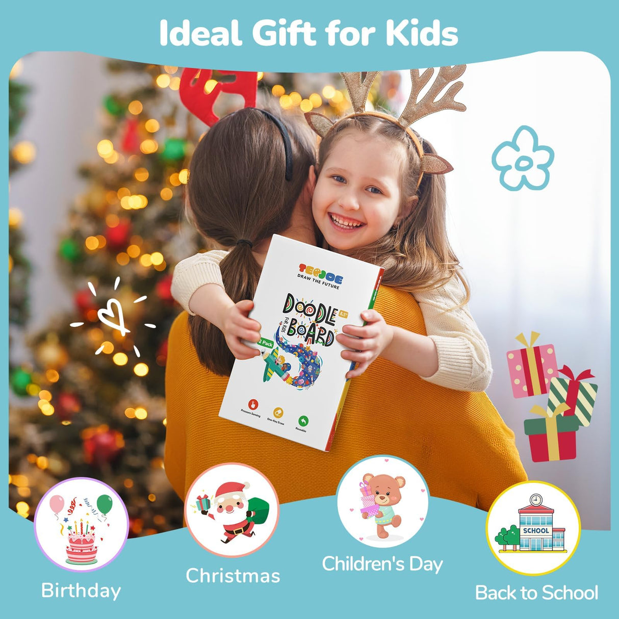 TECJOE 2 Pack LCD Writing Tablet, 8.5 Inch Colorful Doodle Board Drawing Tablet for Kids, Christmas Stocking Stuffers Birthday Gifts Travel Games Toys for Age 3 4 5 6 Boys Girls Toddles TECJOE