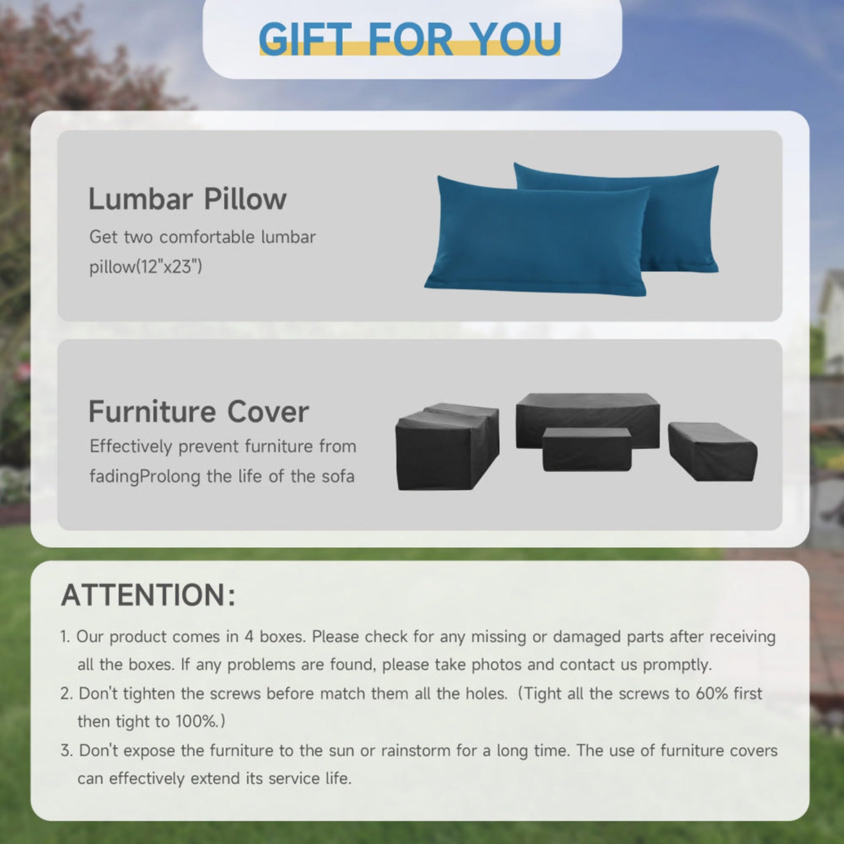 6 Pieces Outdoor Patio Furniture Sets with Furniture Cover, PE Rattan Wicker Patio Conversation Set with 60000 BTU Outdoor Propane Fire Pit Table(Peacock Blue, Fire Pit Table) wudipatio