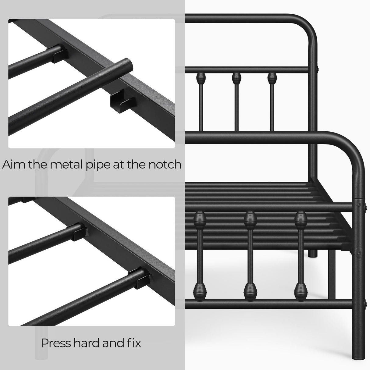 Yaheetech Classic Metal Platform Bed Frame Mattress Foundation with Victorian Style Iron-Art Headboard/Footboard/Under Bed Storage/No Box Spring Needed/Twin Size Black Yaheetech