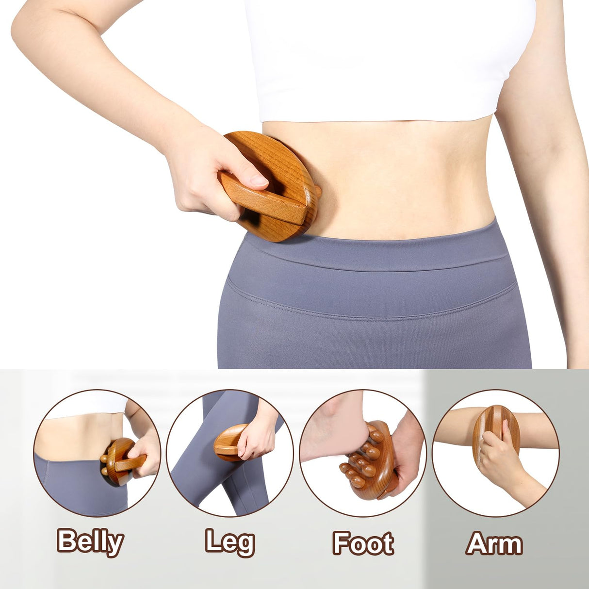 NXCYLW Wood Therapy Fascia Release Massage Tools, Manual Trigger Point Lymphatic Drainage Cellulite Massager, Wooden Massage Brush Gua Sha Body Sculpting Tool, Pain Relief and Body Shaping NXCYLW