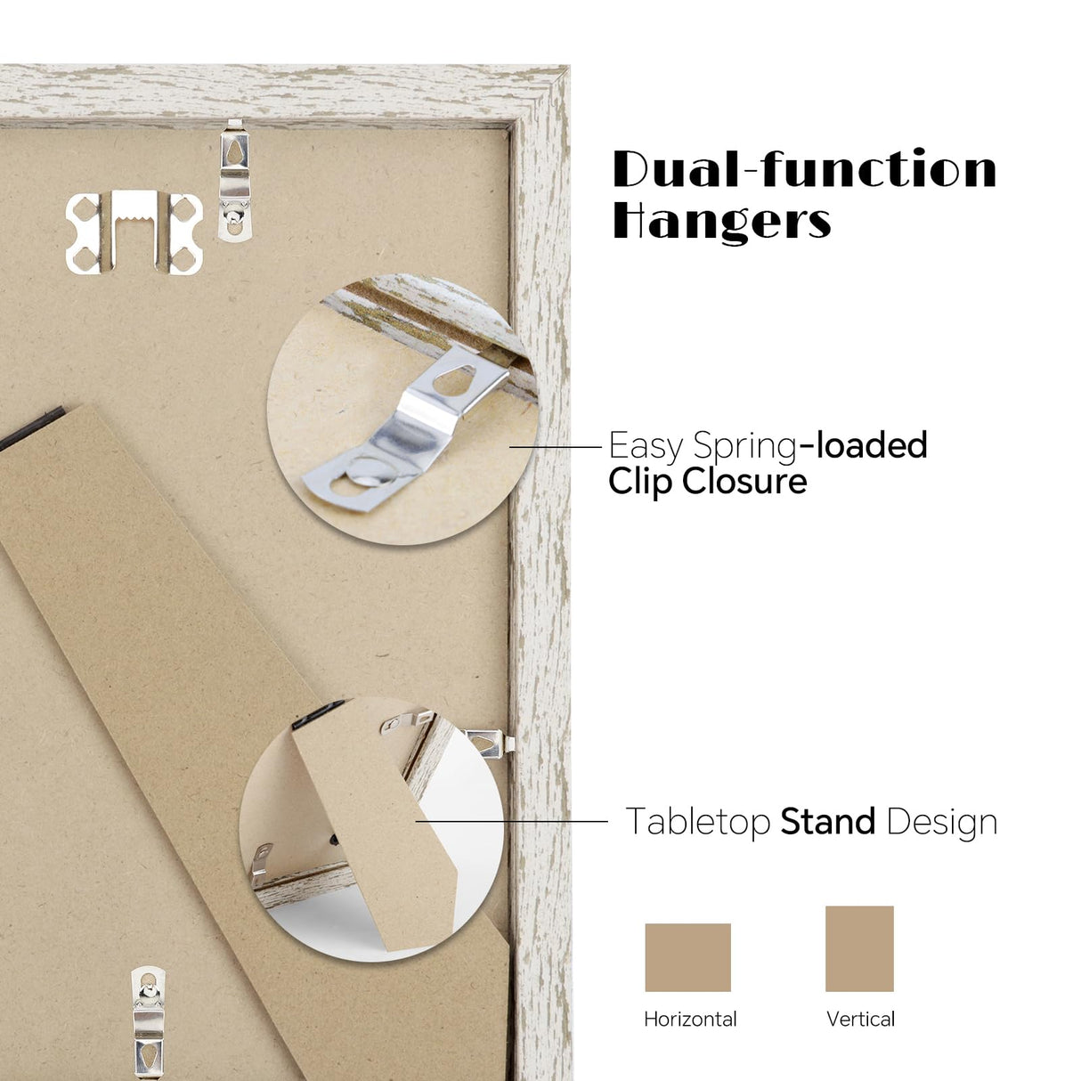 puthiac 8x10 Rustic Picture Frame, Farmhouse Distressed Wood Photo Frame, Shatterproof Acrylic Front, Wall & Tabletop, Vertical/Horizontal, Vintage Art Print Included – Distressed White puthiac