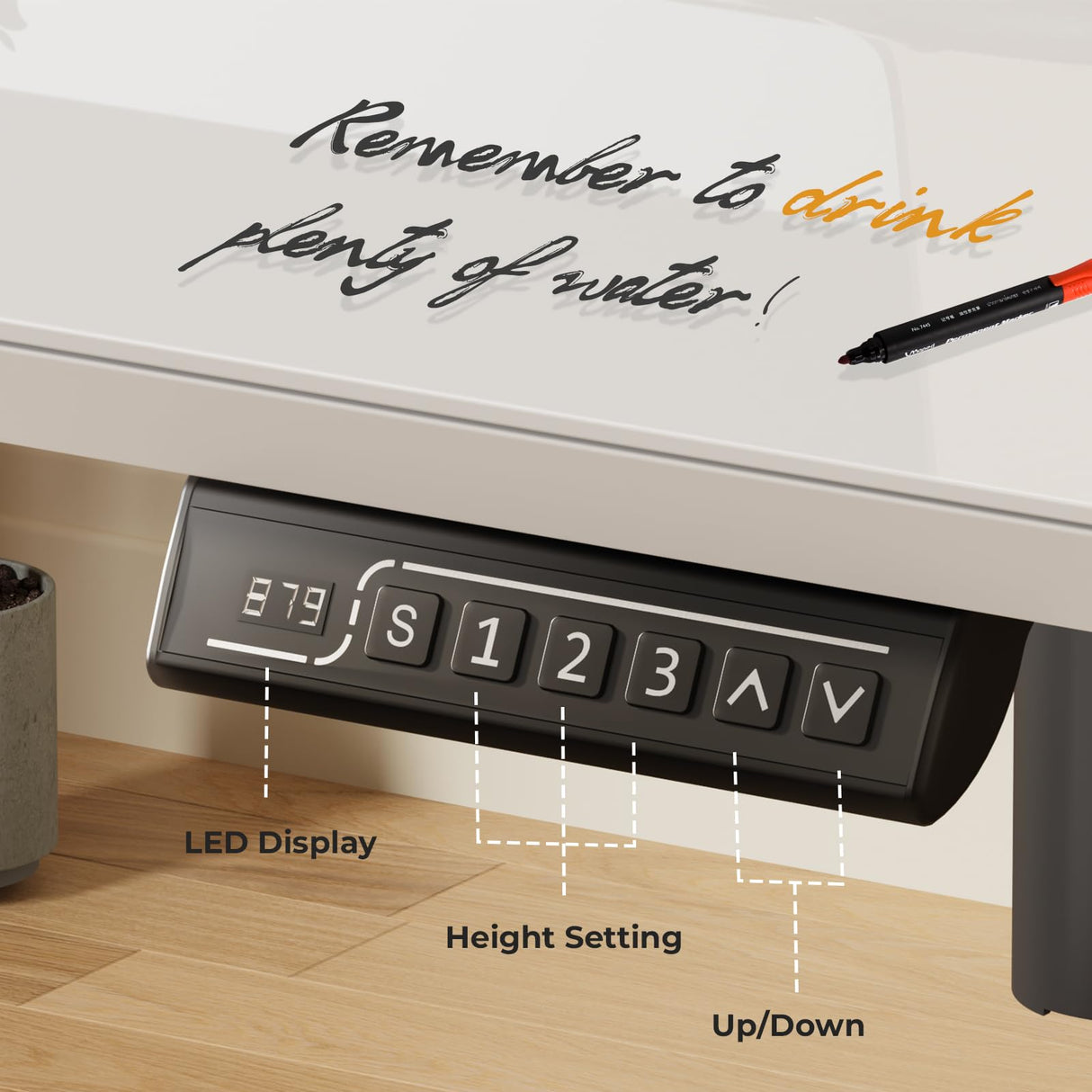 JOY worker Small Glass Standing Desk, 35" x 20" Electric Whole Piece Height Adjustable Desk with 4 Lockable Casters, Mobile White Sit to Stand Desk Workstation for Home Office JOY worker