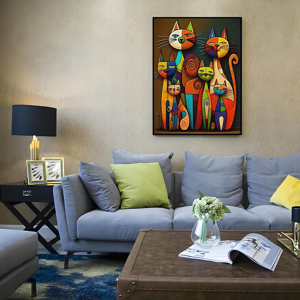 Funny Cat Diamond Painting Kits for Adults, Abstract Cat Diamond Art Kit for Adults Beginner, DIY Full Drill Cute Animal Diamond Dots Paintings Gem Art and Craft for Adult Home Decor 11.8x15.7 in Shouruihua