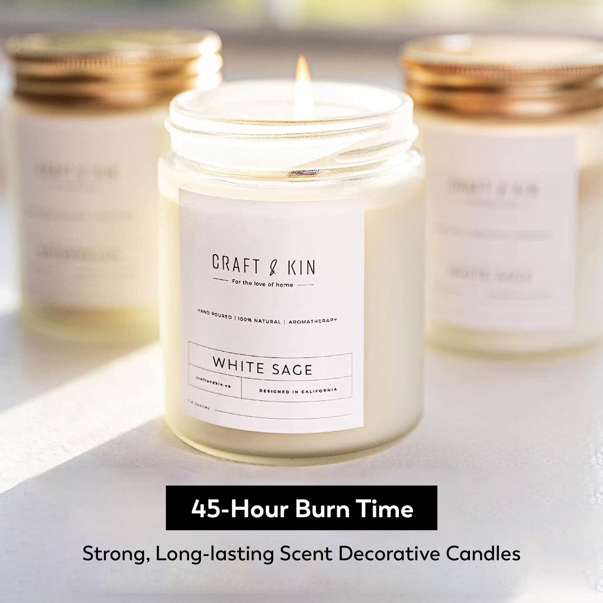 White Sage Candles | Sage Candles for Cleansing House | Summer Candle, Wood Wicked Candles | 8 oz 45 Hour Burn, Scented Candles for Home Scented Candle Sage, Soy Candles, Masculine Candle Craft & Kin