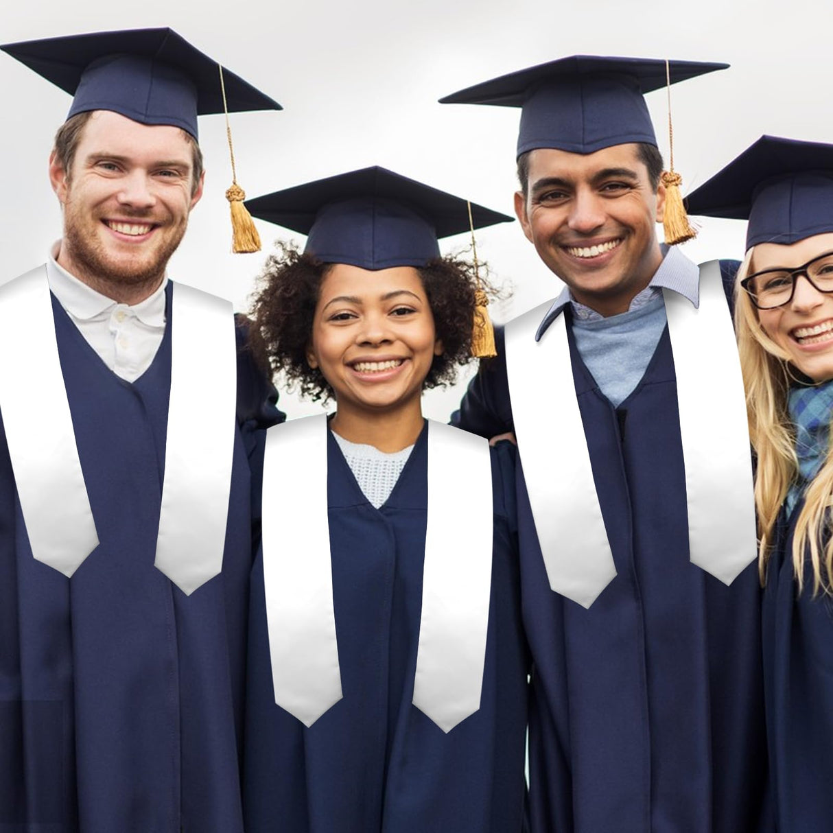 2 PCS 30" Graduation Stole Unisex White Plain Sublimation Stoles Blanks Graduation Sash 2024 Honor Stole for School/Church Ceremony Teaaha