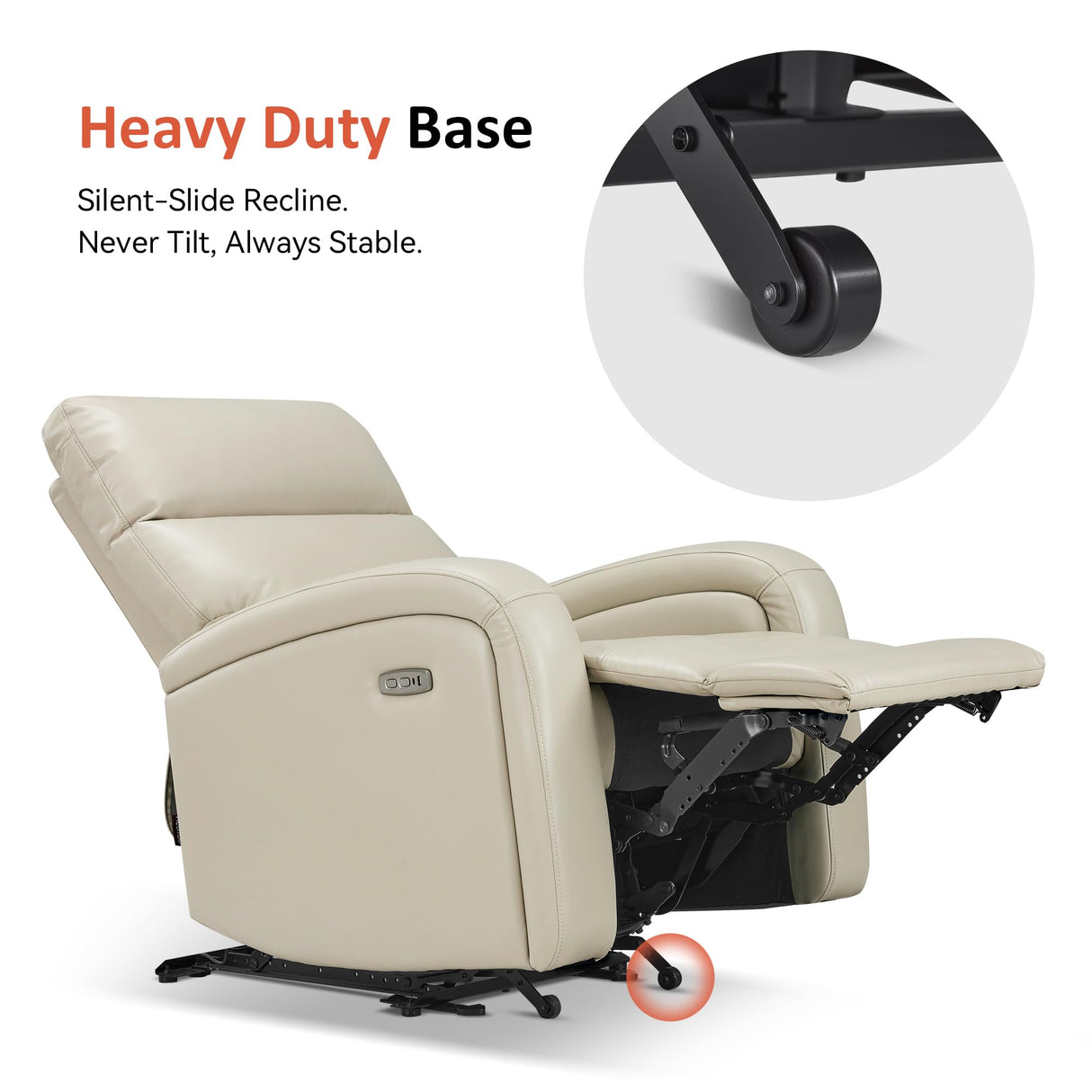 MCombo Zero Wall Recliner Chair, Power Wall Hugger Recliner with USB & Type-C Dual Charge Ports, for Small Space, Living Room, RV PR644 (Beige) MCombo