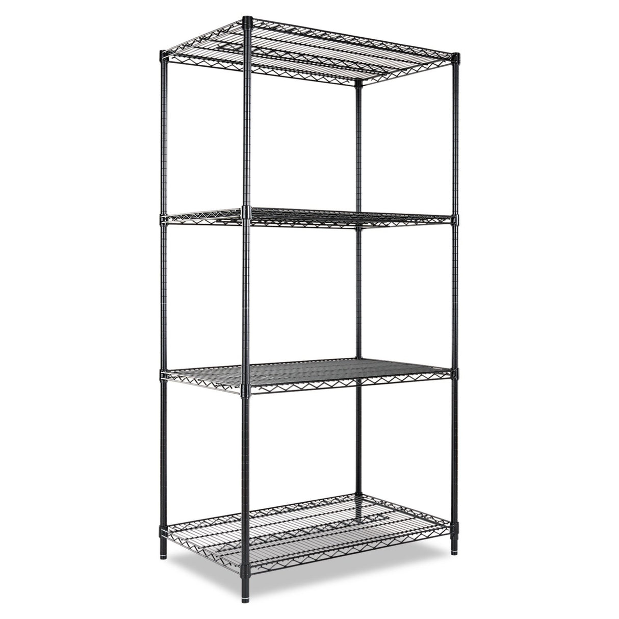 Alera ALESW503624BL 36 in. x 24 in. x 72 in. NSF Certified Industrial Four-Shelf Wire Shelving Kit - Black Alera