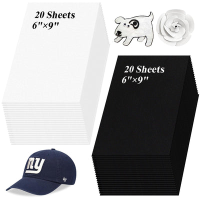 Akamino 40 Pcs 3mm Embroidery Puffy Foam, 6 x 9 Inch EVA Foam Sheets for 3D Embroidery Arts and Crafts, Craft Foam for Cosplay Costume, Hand Sewing, Embroidery Machine, DIY Projects (Black, White)