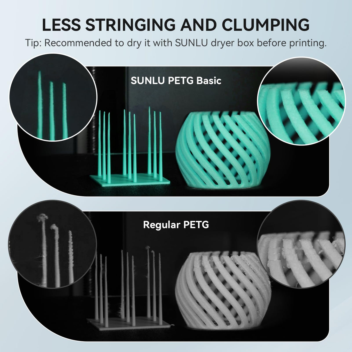 SUNLU PETG Filament 1.75mm with Upgrade Reusable Spool Compatible with Bambulab Refill Filament, 1kg(2.2lbs) Blue SUNLU