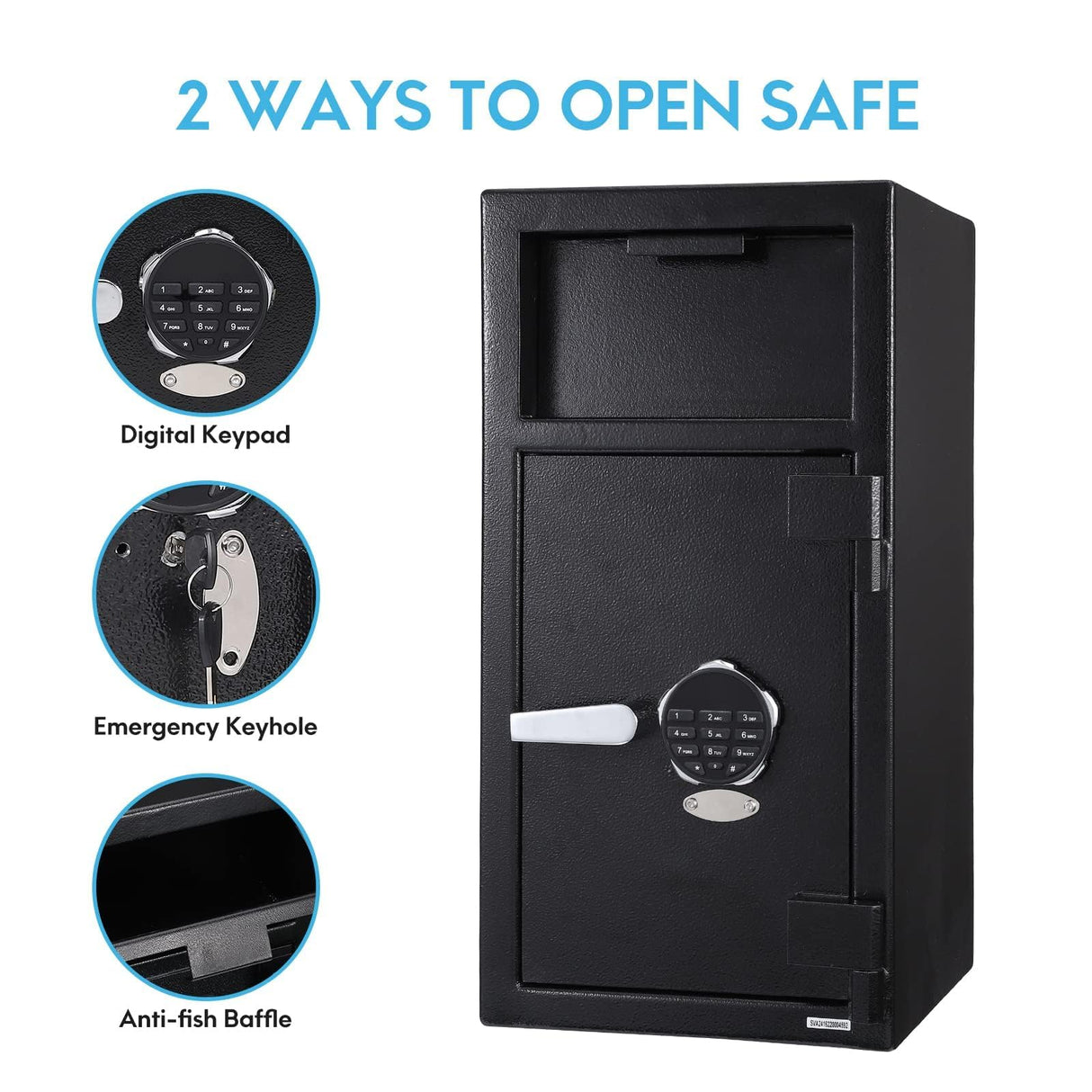 TROPOW 3.5 Cu.Ft Heavy Duty Drop Safe for Business With Digital Keypad, Depository Safe for Money with Drop Slot, 27" x 15.7"x 13.8", Office Safe Box for Money and Mail, Black TROPOW
