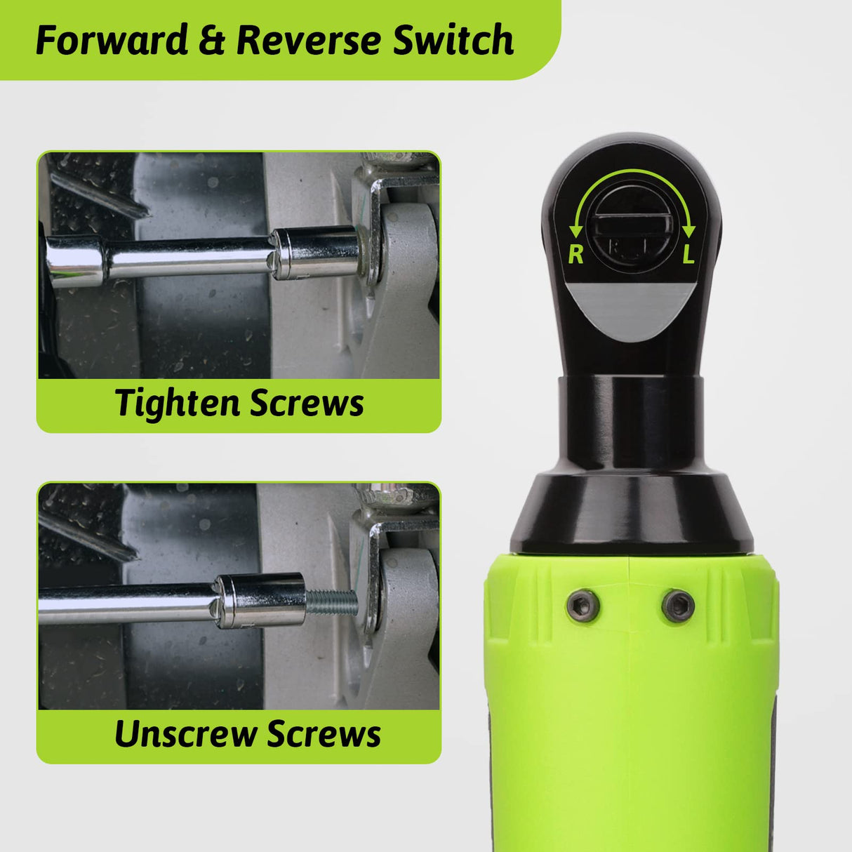 YOUGFIN Cordless Electric Ratchet Wrench 3/8", Power Socket Wrench 40 Ft-lbs, Brushless Torque Ratchet with 2 Batteries (2.0Ah) & Charger, Compact Electric Right Angle Ratchet for Car Narrow Space 12v Yougfin