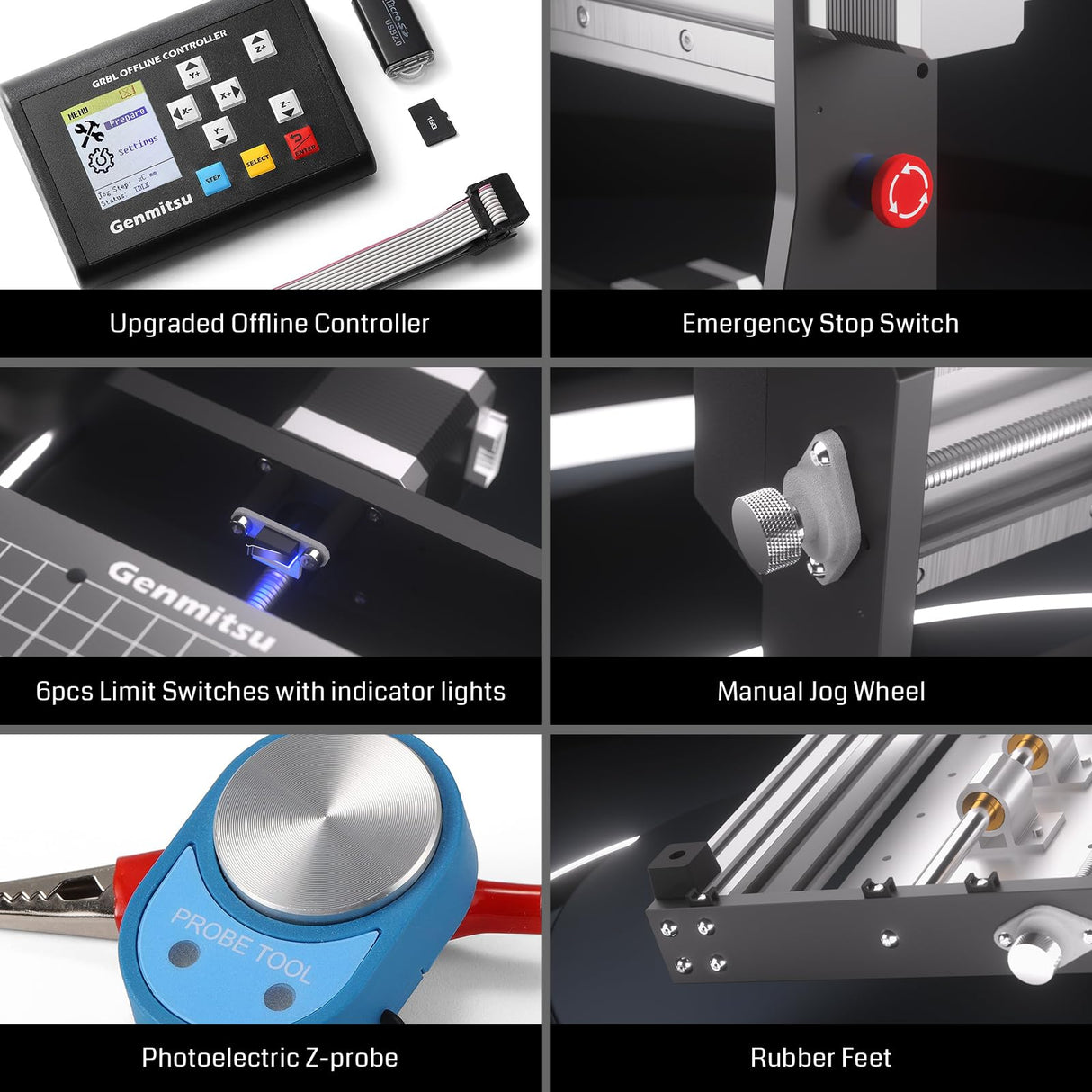 Genmitsu 3020-PRO MAX V2 CNC Router Machine, Upgraded 3 Axis Engraver for Metal, Wood, Acrylic, PCB MDF, New Structure & Offline Controller & 6pcs Limit Switches, Working Area 11.8 x 8.1 x 3.1 inch Genmitsu