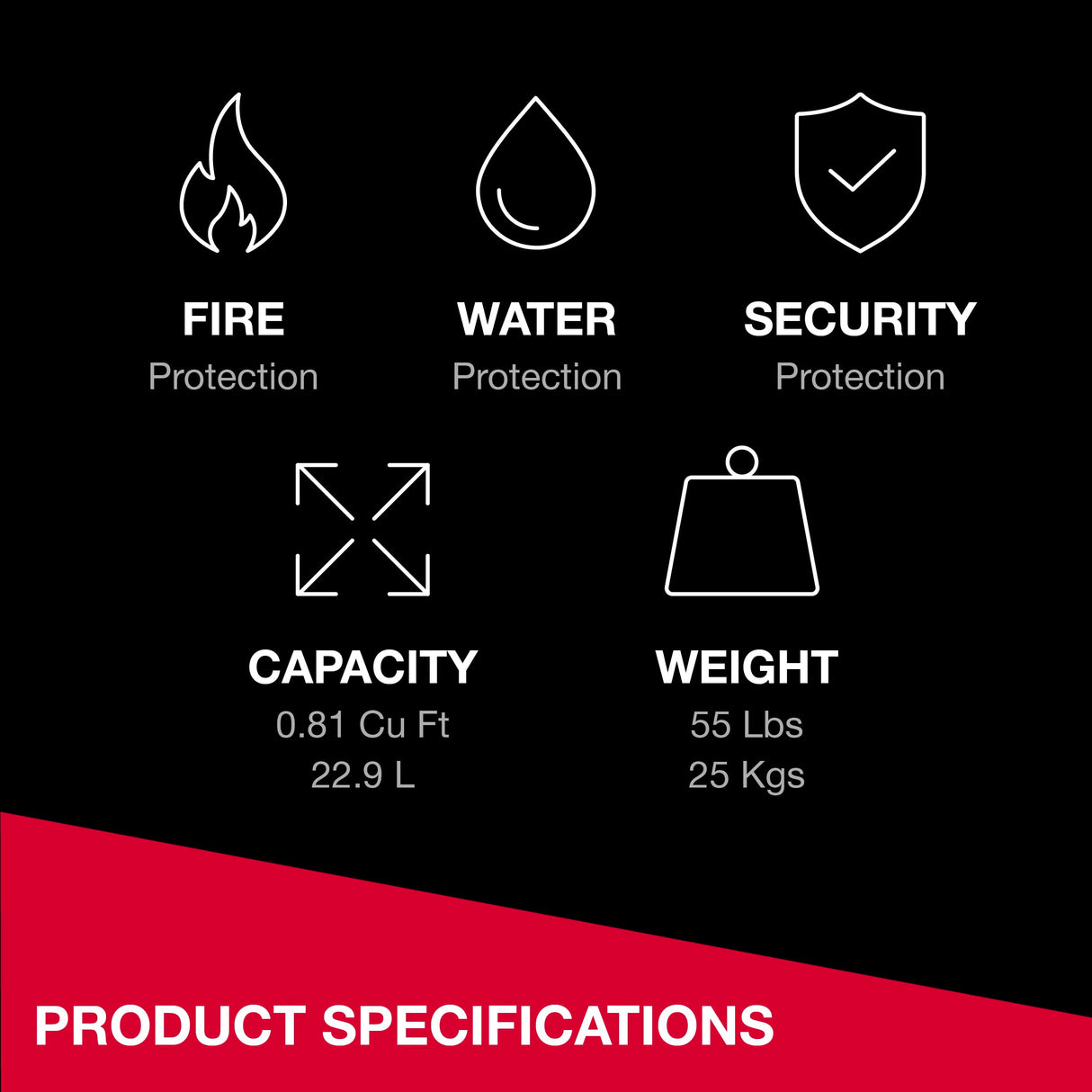 SentrySafe Fireproof and Waterproof Shelf Safe, Large Home or Office Safe with Dial Combination Lock and Override Key, 0.81 Cubic Feet, FPW082KSB SentrySafe