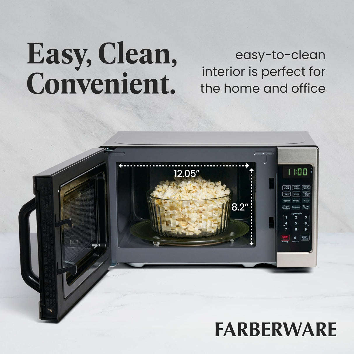 Farberware Countertop Microwave 700 Watts, 0.7 Cu. Ft. - Microwave Oven With LED Lighting and Child Lock - Perfect for Apartments and Dorms - Easy Clean Stainless Steel Farberware