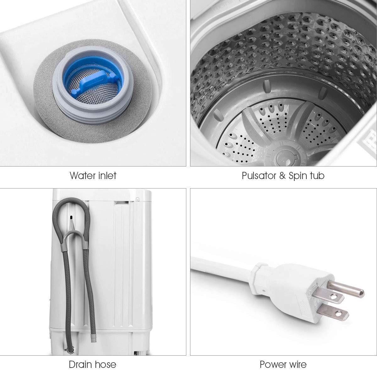 Giantex Full-Automatic Washing Machine Portable Compact 1.34 Cu.ft Laundry Washer Spin with Drain Pump, 10 programs 8 Water Level Selections with LED Display 12 Lbs Capacity Giantex