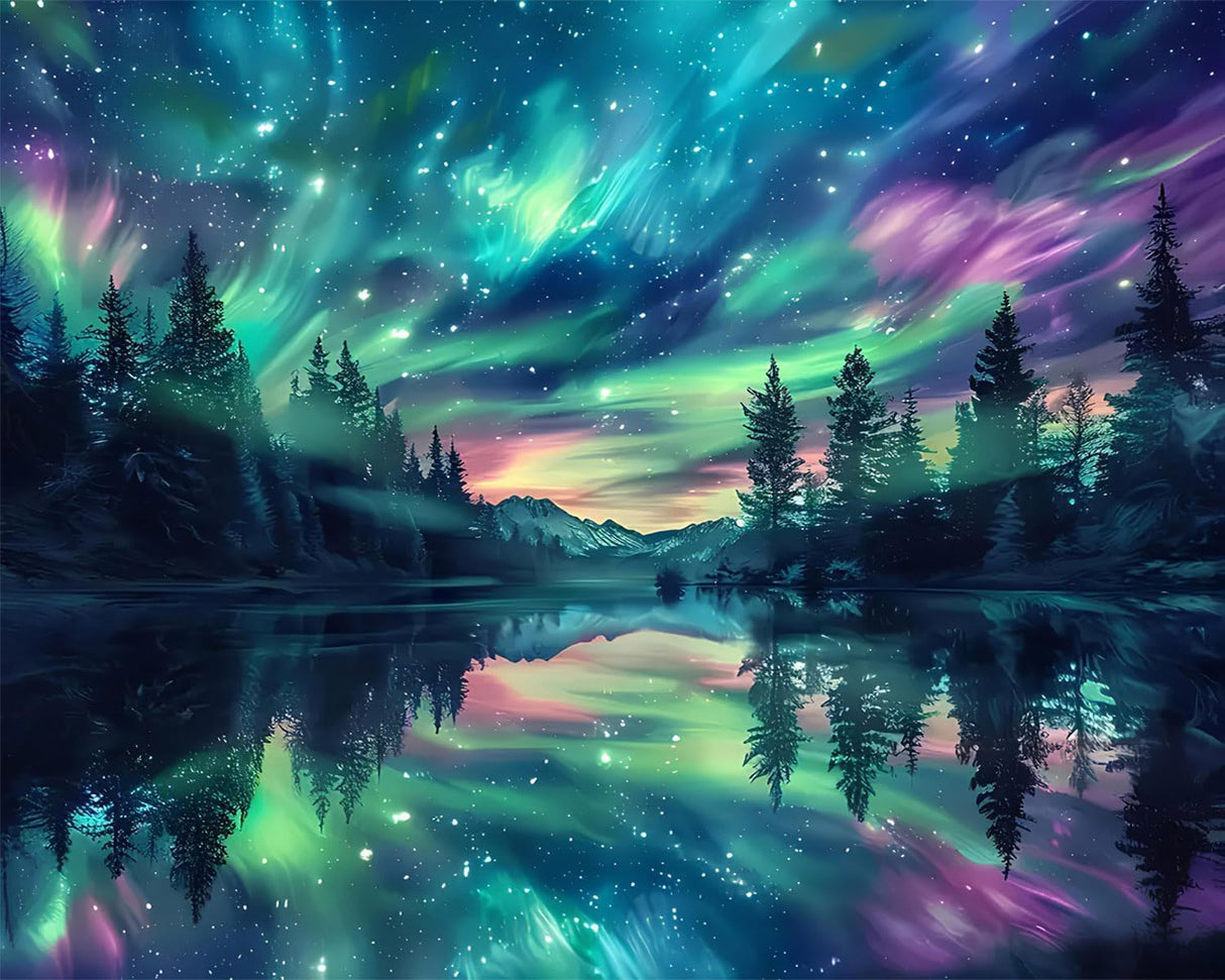 Aurora Diamond Painting for Adults-Diamond Art,Aurora 5D Diamond Painting Kits for Adult,Starry Sky Gem Art for Adults and Crafts Home Decor 12x16inch Hutarosl