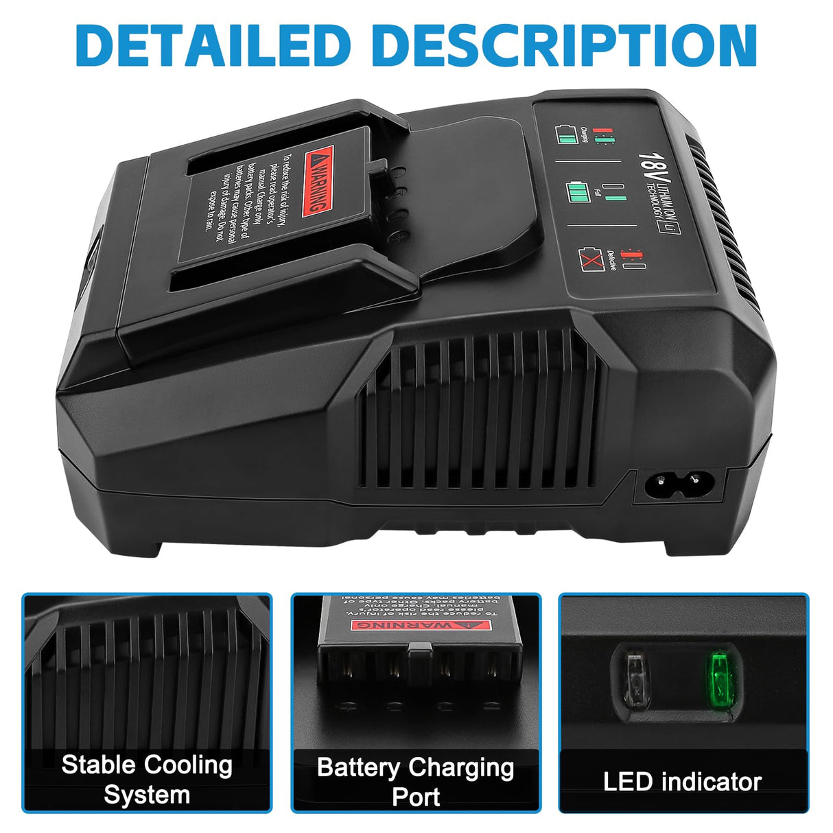 1 Pack 18V R86092 Fast Lithium Replacement Battery Charger R86092 Compatible with Ridgid 18 Volt Battery R840083 R840085 R840086 R840087 AC840085 AC840086 AC840087P AC840089 Cordless Power Tools OHYES BAT