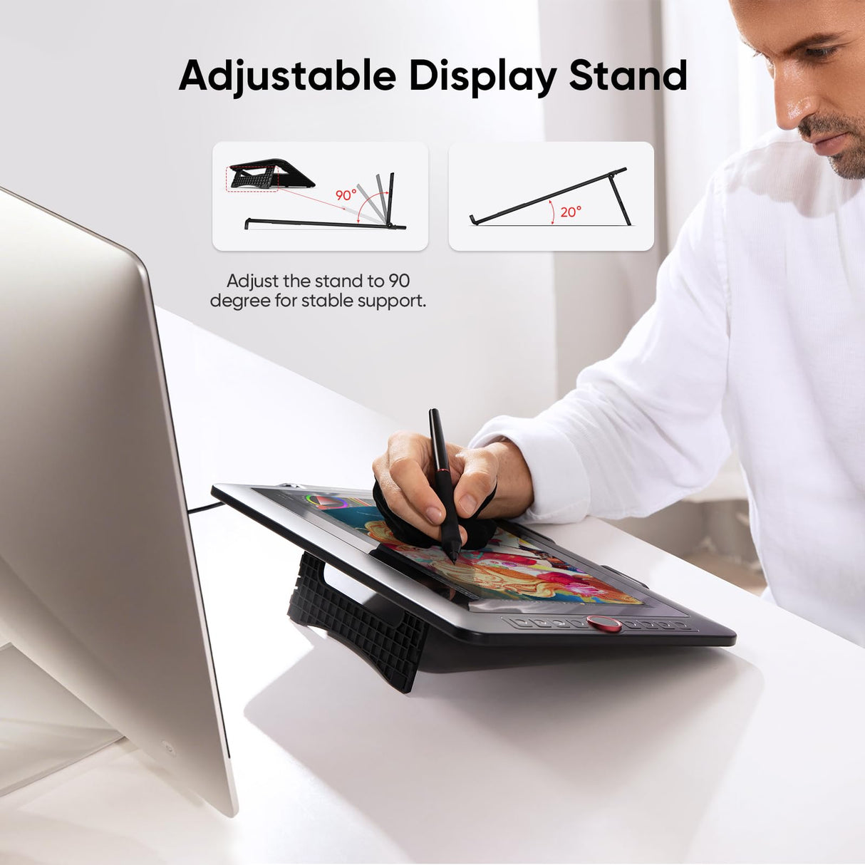 XPPen Drawing Tablet with Screen Full-Laminated Graphics Drawing Monitor Artist13.3 Pro Graphics Tablet with Adjustable Stand and 8 Shortcut Keys (8192 Levels Pen Pressure, 123% sRGB) XP-PEN