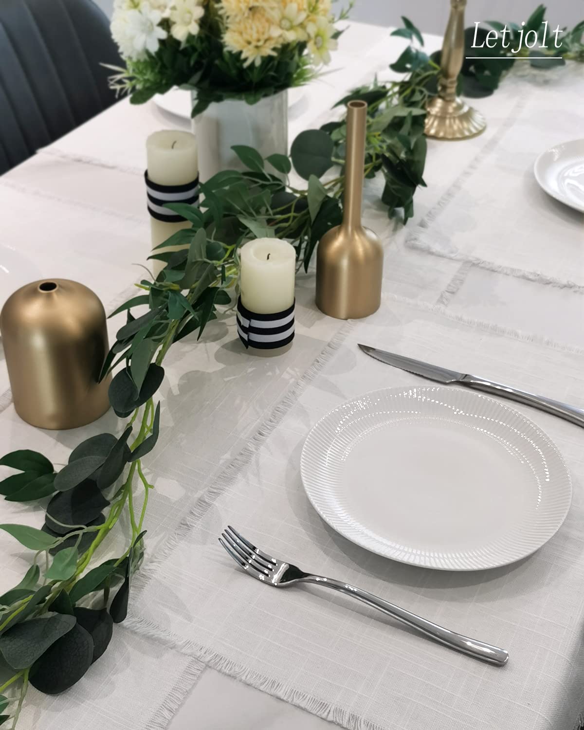 Letjolt White Placemats Farmhouse Cotton Linen Place Mats Set of 4 Home Kitchen Dining Table Decor Letjolt