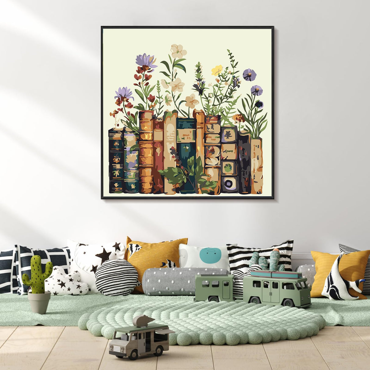 Yezavesu Framed Paint by Numbers Kit for Adults Beginner & Kids Ages 8-12, Book Paint by Numbers Without Easel, DIY Number Painting for Adults Flowers for Home Wall Decor Gift 10x 10 inch Yezavesu