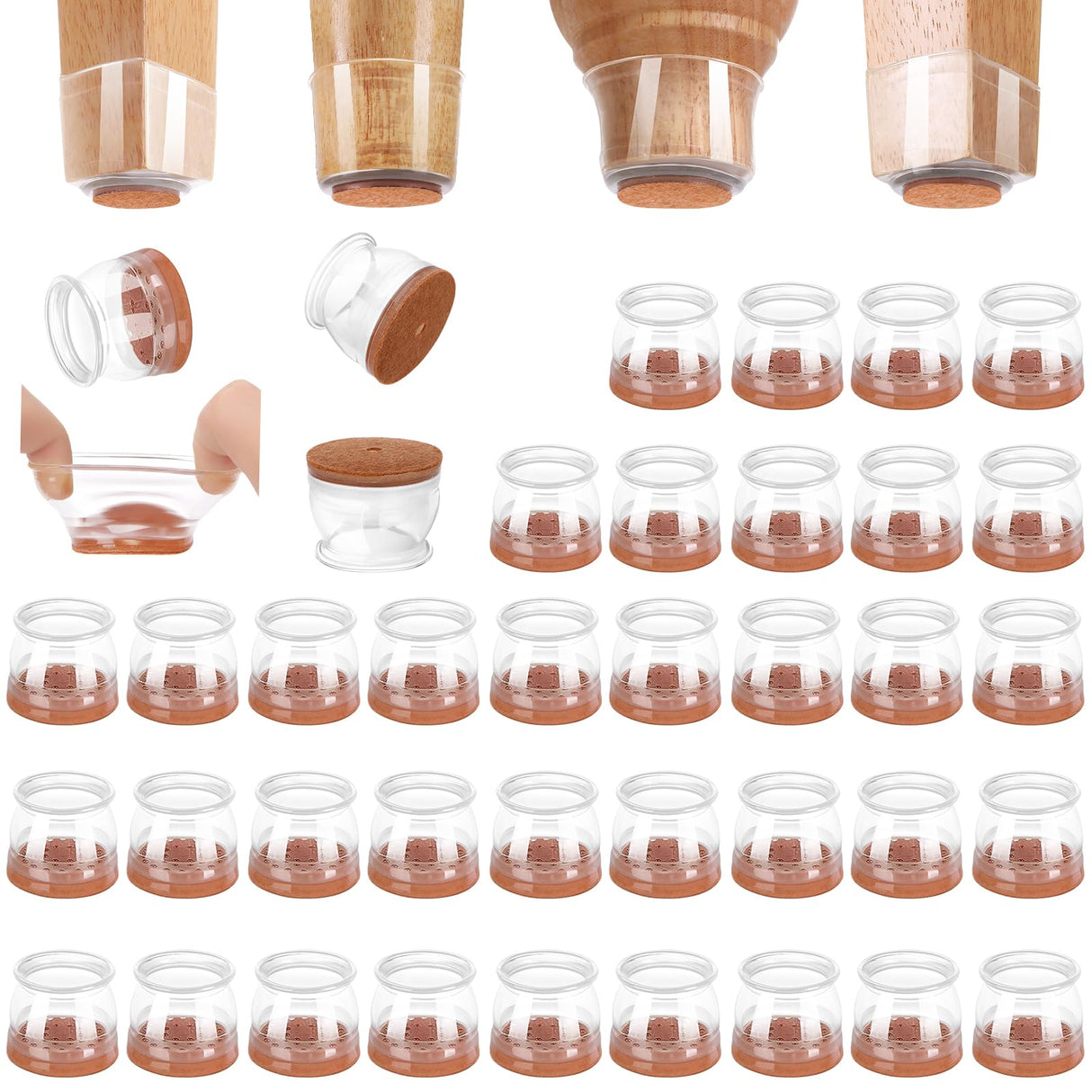 36Pack Silicone Chair Leg Floor Protectors, Chair Leg Protectors for Hardwood Floors, Thicken Rubber Chair Feet Caps Covers Pads, Protect Furniture Wood Floors from Scratching and Reduce Noise CHUNZEXI