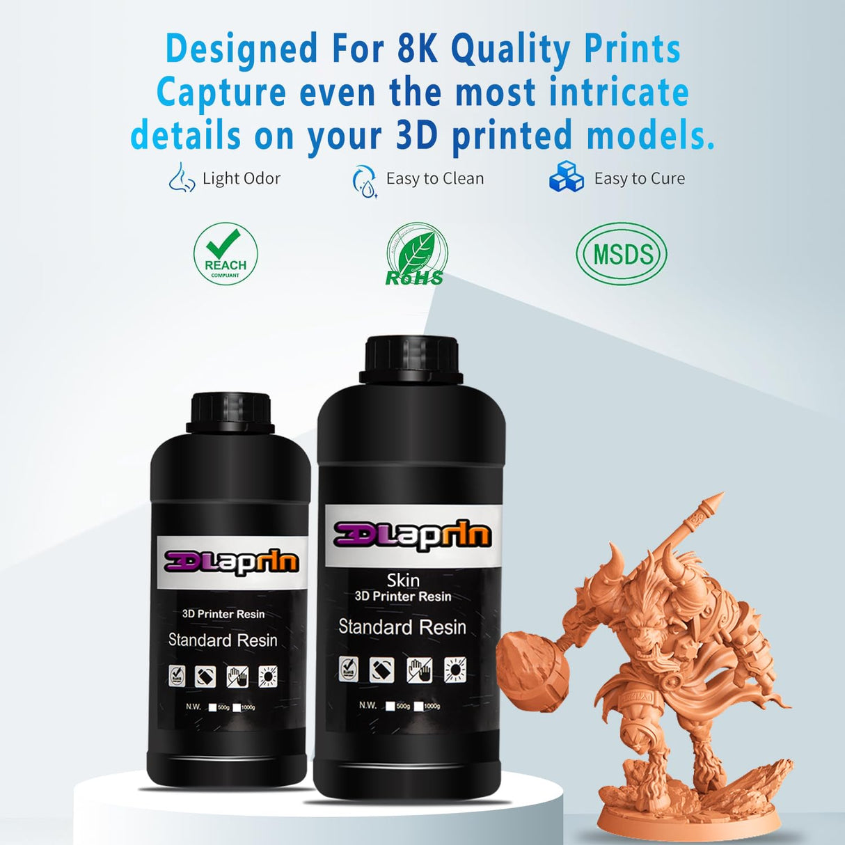 OLAPRIN 3D Printer Resin, Rigid Resin with Clear Details, Fast Curing, High Precision Resin, Low Odor, Widely Compatible with All Resin 3D Printers (Skin, 1kg) OLAPRIN