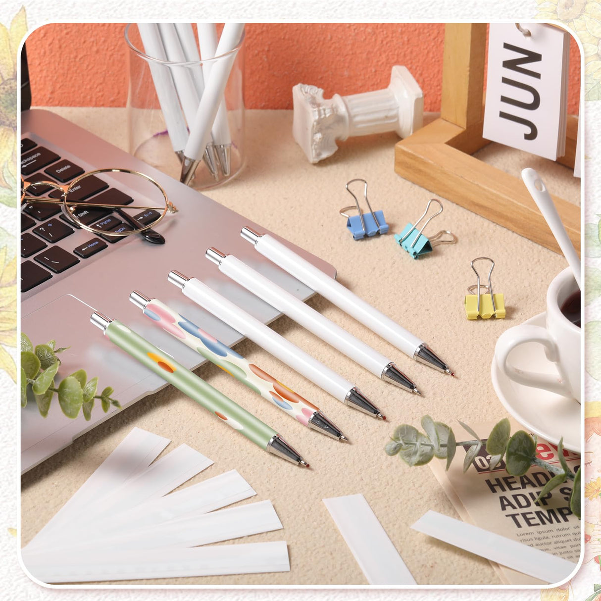 Yexiya 10 Pcs Sublimation Pens Blank No Clip with Shrink Wrap Silver Clip Free Design Sublimation Ballpoint Pen Personalized Pens for DIY Birthday Christmas Office School Stationery Supplies Yexiya