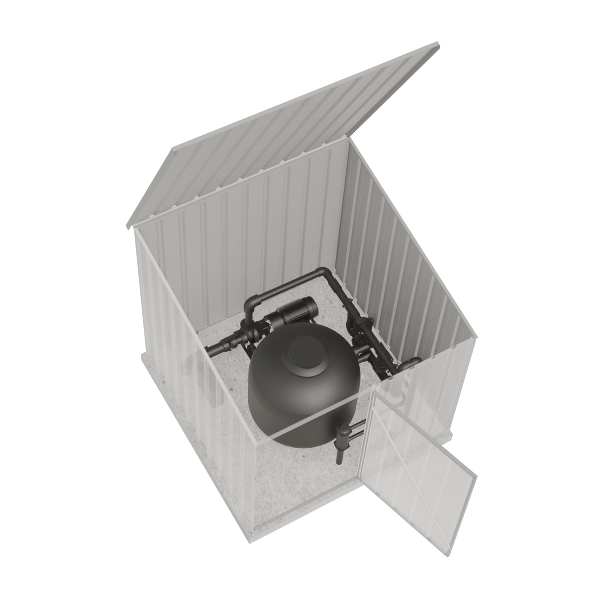 ABSCO Pool Pump Cover - Versatile Horizontal Storage Shed | 5 x 5 ft | Easy Assembly | Surfmist| Ideal for Pool, Trash Cans, Garden & Pool Equipment | SNAPTiTE Assembly System | Safety Features ABSCO