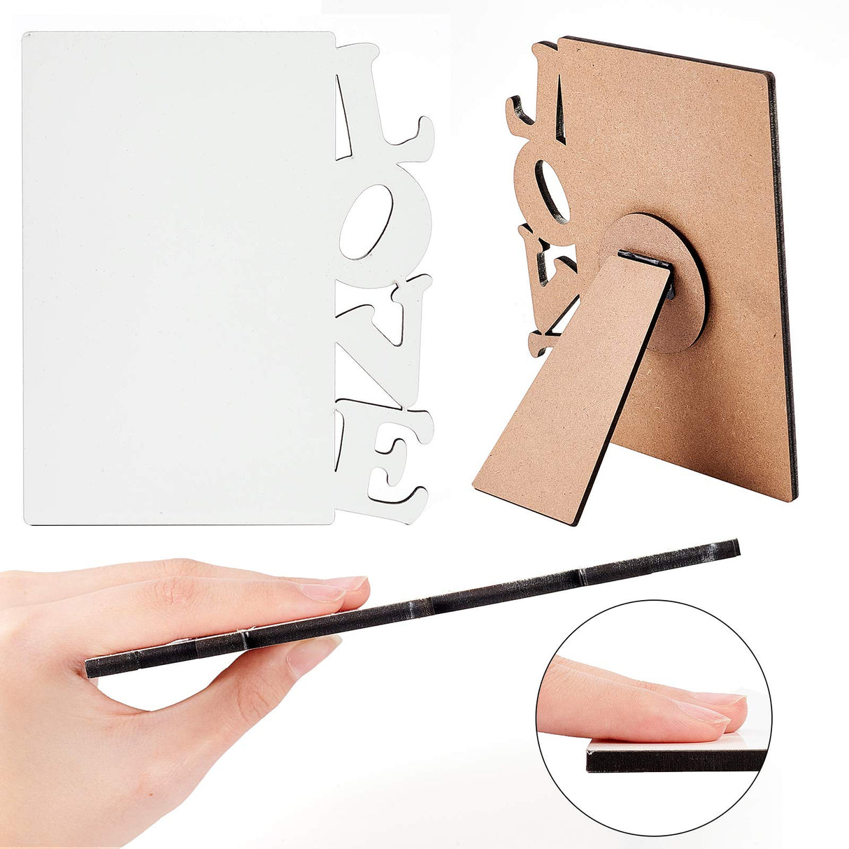CREATCABIN Sublimation Blanks Photo Frame MDF Hardboard Photo Frame Love Included Stands DIY Personalized Picture, 6x7 inch CREATCABIN