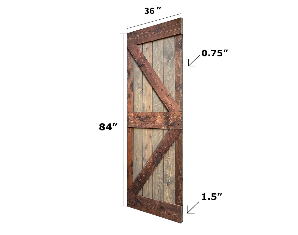 ISLIFE K Series Brown/Walnut Finished DIY Solid Wood Interior Sliding Barn Door Slab(Hardware Kit NOT Included)(36in.X84in.) ISLIFE