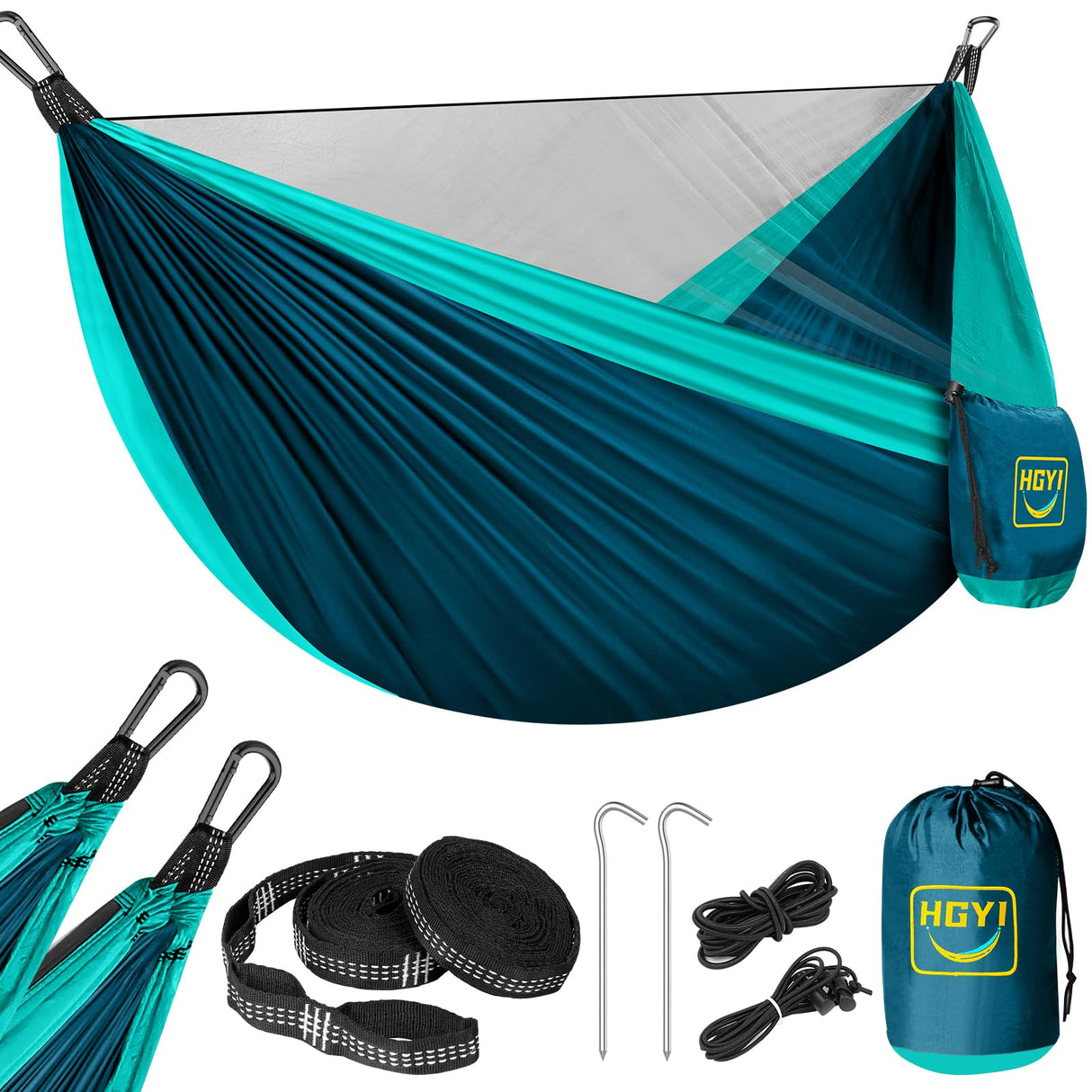 Camping Hammock Mosquito Net,Double & Single Portable Hammocks Hammocks with 2 Tree Straps,Hammock Tent for Travel Camping,Camping Accessories for Indoor Outdoor Hiking Backpacking Backyard Beach HGYI