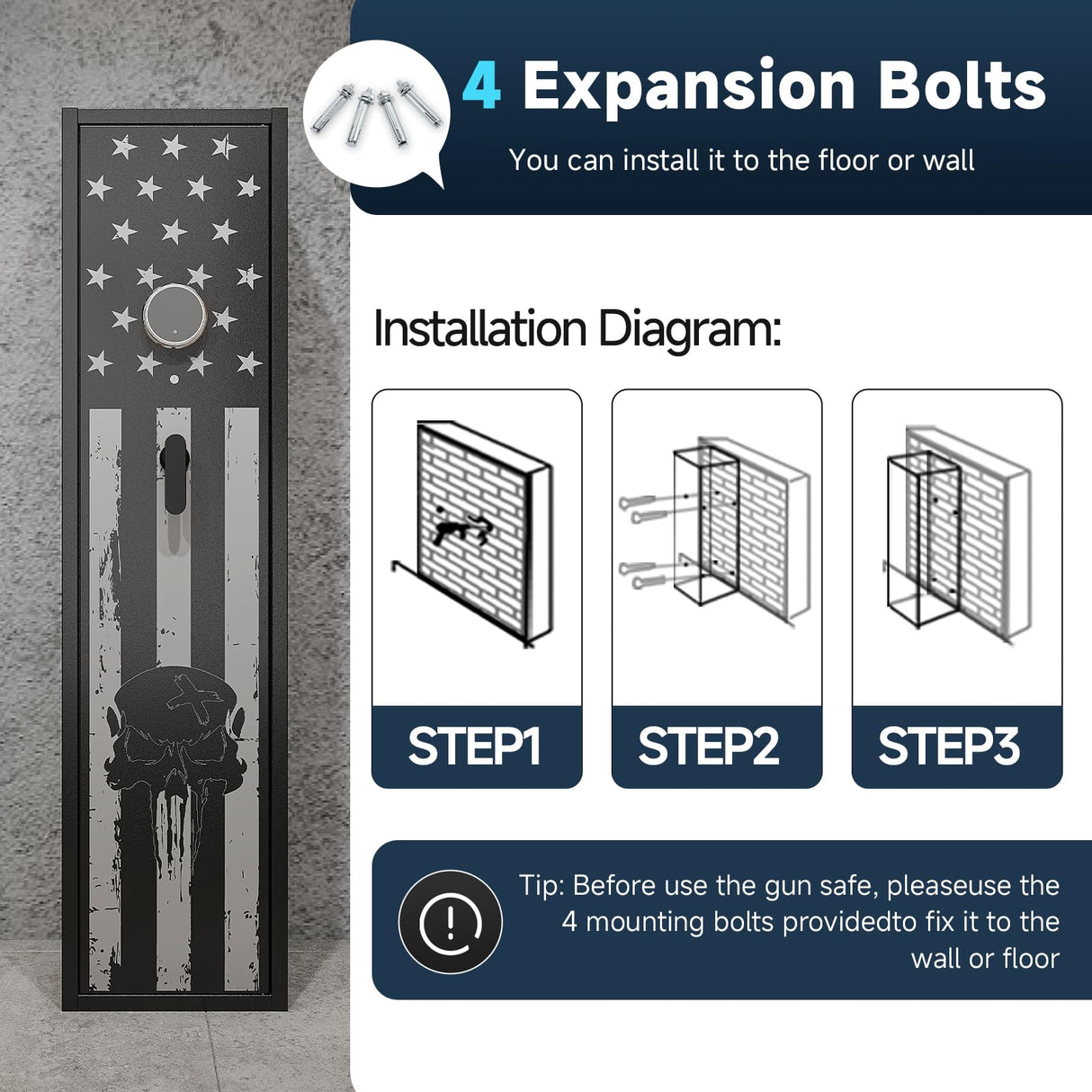 KAER 6 Rifle Gun Safe, Quick Access Large Gun Safe for Home Rifle and Pistols, Electronic Locking Heavy-Duty Gun Cabinet with Pockets and Removable Shotgun Handgun Rack & Shelf, Assembled KAER