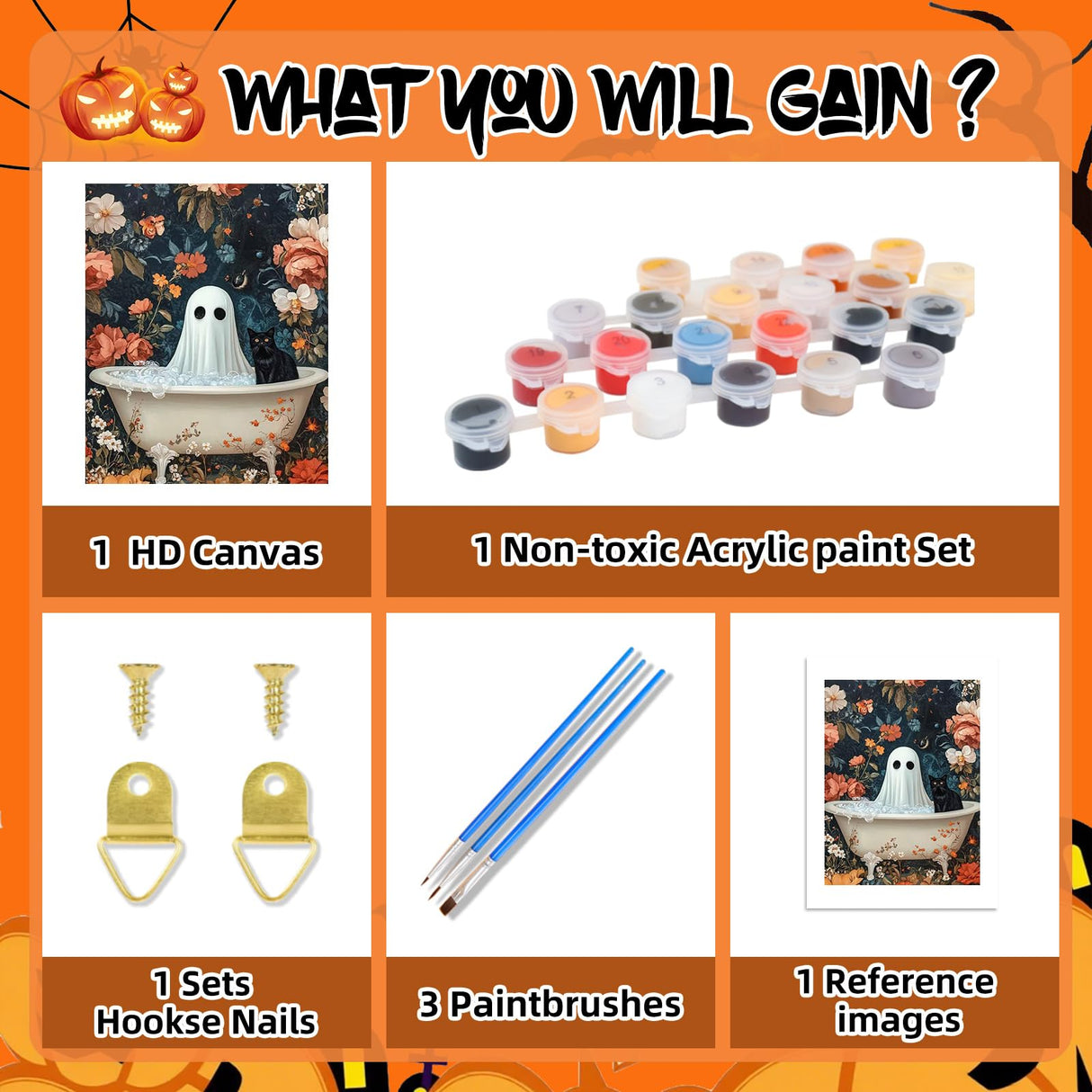 Reivworl Halloween Paint by Numbers Kit for Adults Beginners, Ghost Paint by Numbers, Adult Paint by Number Kits for Gifts and Home Wall Decor 16x20Inch Reivworl