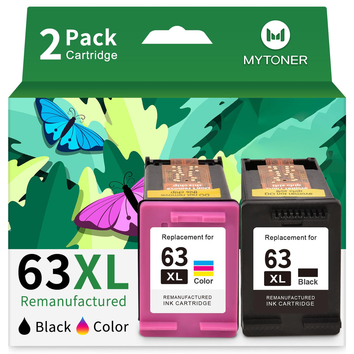 MYTONER 63XL Remanufactured Ink Cartridge Replacement for HP Ink 63 63XL for OfficeJet 3830 4650 4652 4655 5255 5258 Envy 4520 4512 DeskJet 3630 3632 Printer Black Color 63 Ink Cartridge Combo Pack MYTONER