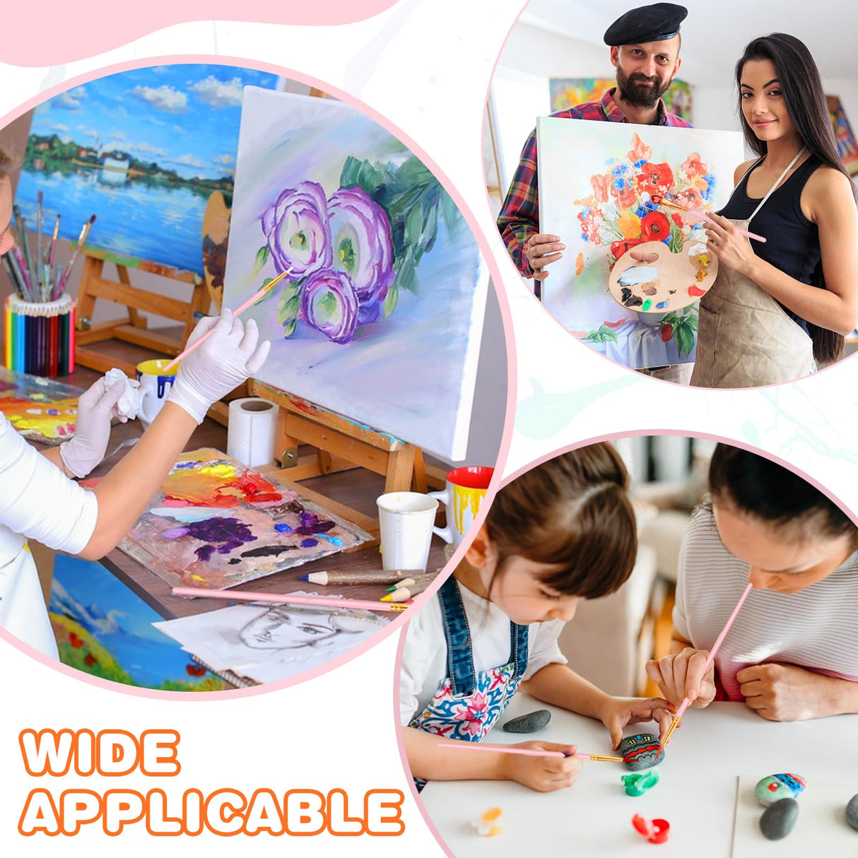 ESRICH Paint Brushes, 2 Packs / 20 Pcs Nylon Miniature Paintbrushes, Face and Body Watercolor Oil Painting Artist Professional Acrylic Paint Brushes Set,Pink ESRICH